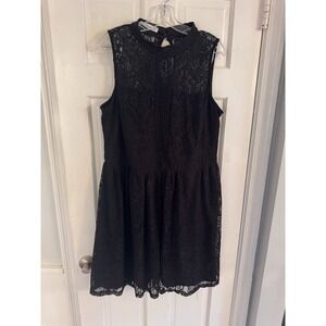 Maurice's Sz 2 Sleeveless Dress Black Lace Flowy Silhouette Keyhole‎ Goth